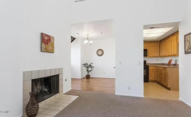 a view of a livingroom with a fireplace