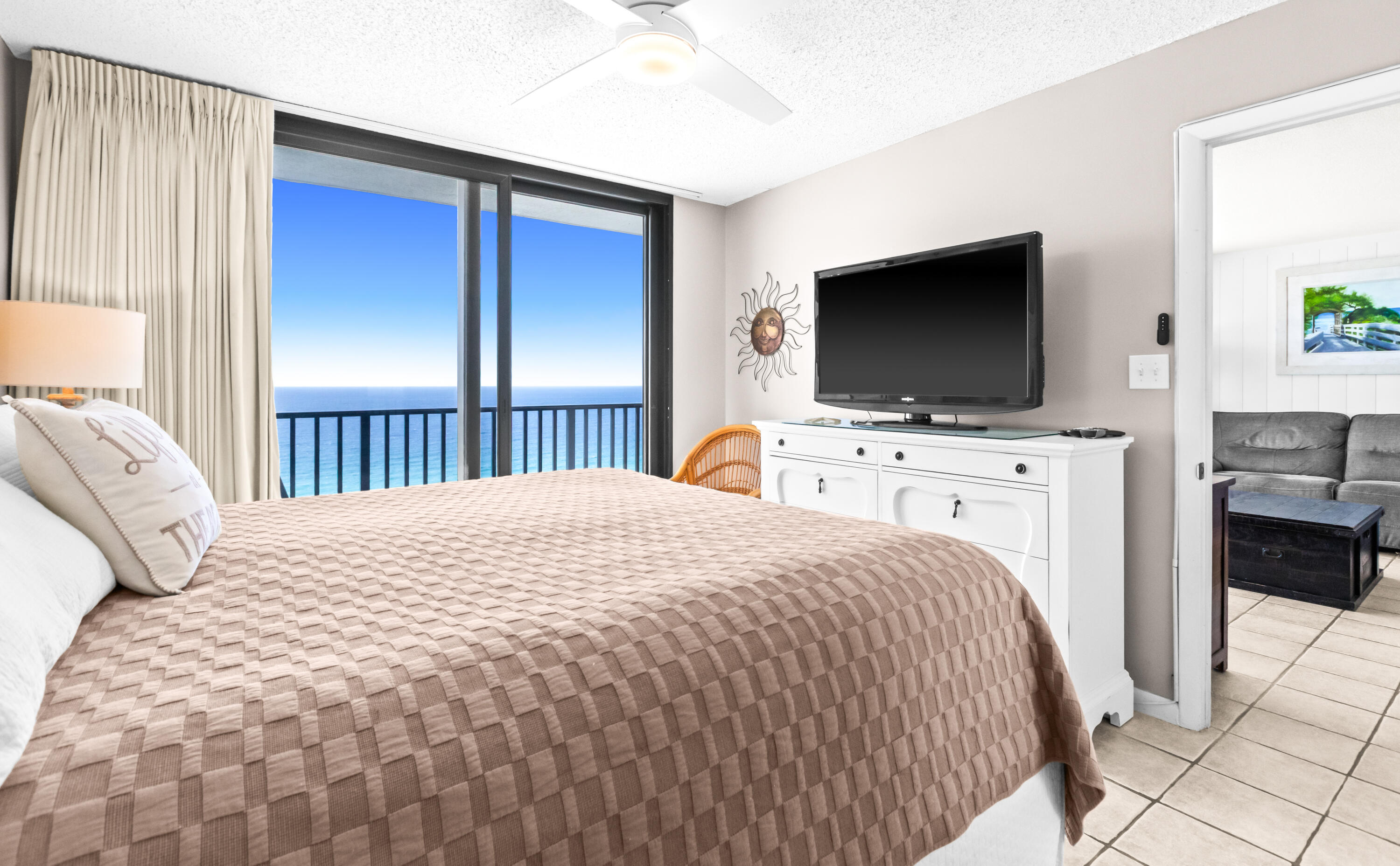 4100 East County Highway 30A, Unit 1604 Santa Rosa Beach, FL 32459 - Photo 21 of 43 a bedroom with a bed and a flat screen tv