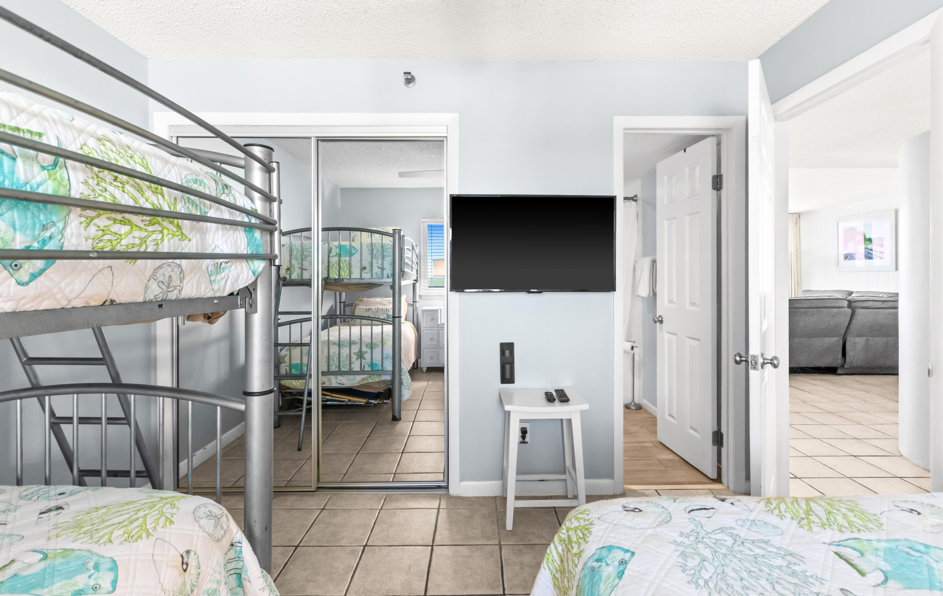 4100 East County Highway 30A, Unit 1604 Santa Rosa Beach, FL 32459 - Photo 24 of 43 a bedroom with a bed and a television