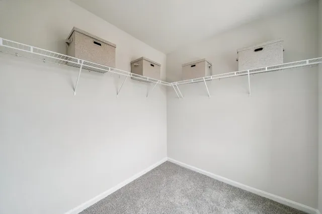 a view of a room with racks on the wall
