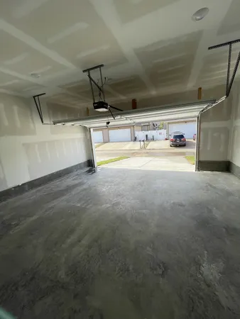 a view of a garage with furniture