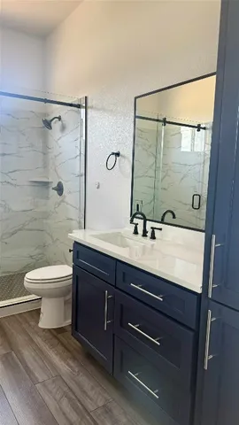 a bathroom with a toilet a sink and a mirror
