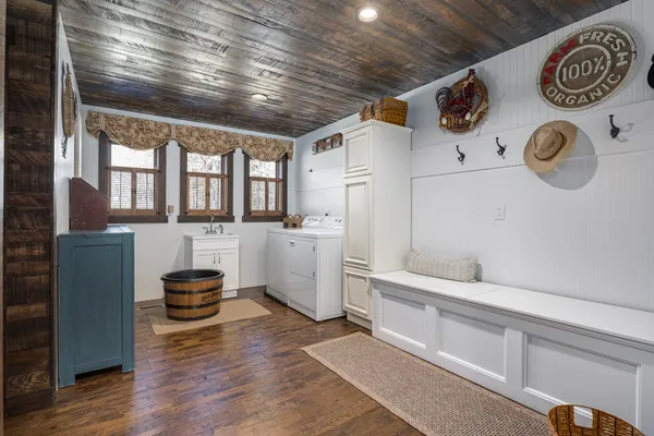 a view of outdoor space with deck and wooden floor