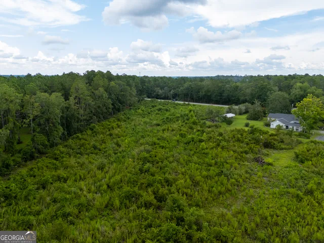 a view of a green field with lots of bushes