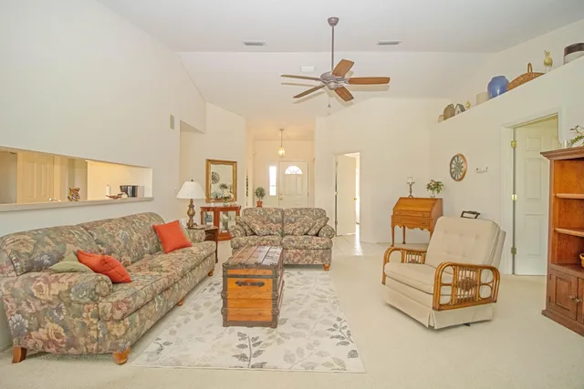 a living room with furniture