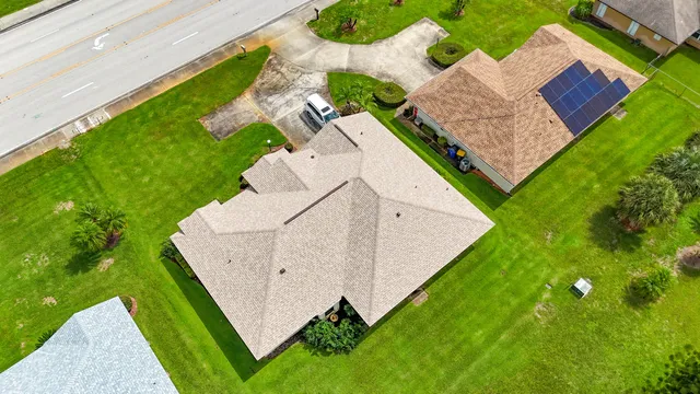 an aerial view of a house
