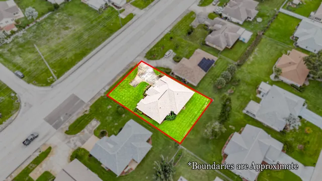 an aerial view of a house