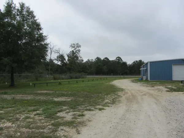 a view of a garage with storage