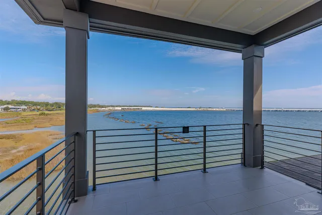 a view of a balcony with an outdoor space