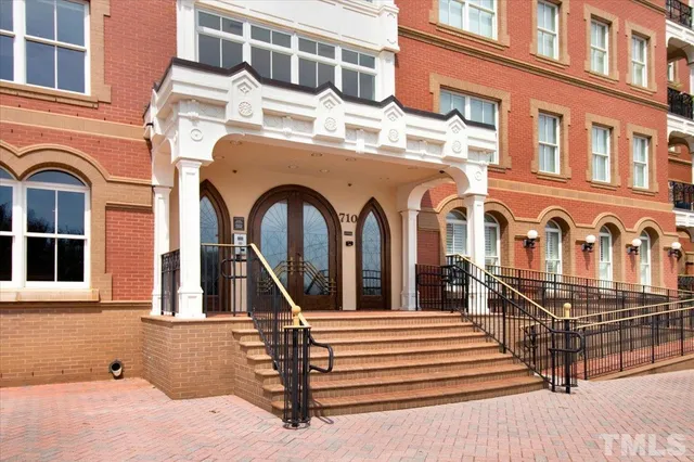 a view of a building with a balcony