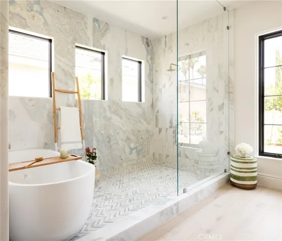 a view of an empty room with a large window