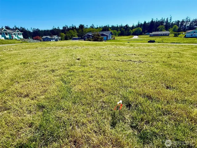 a view of a golf course with an outdoor space