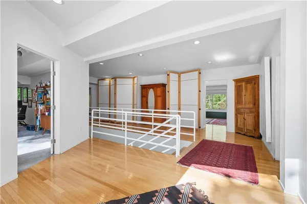 wooden floor and windows in a room