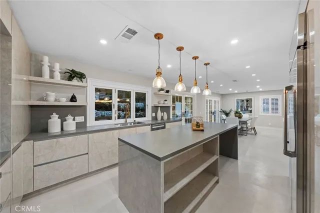 a view of bathroom with a shower and a mirror