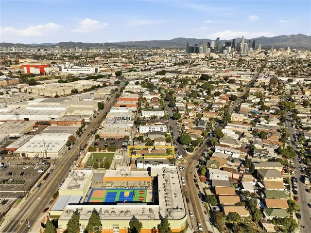 an aerial view of a building