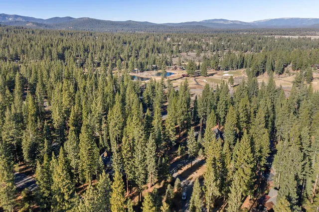 a view of a town with mountains in the background