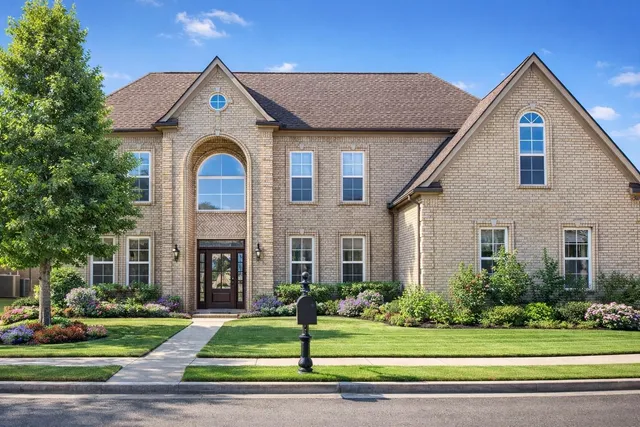 a front view of a house with a yard