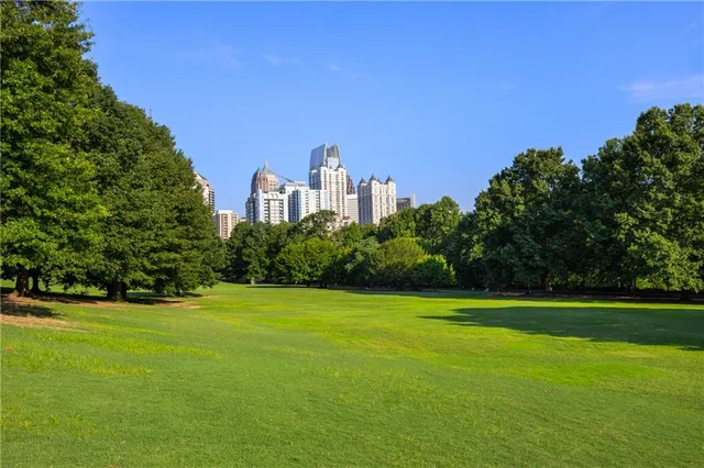 a view of a city with tall buildings