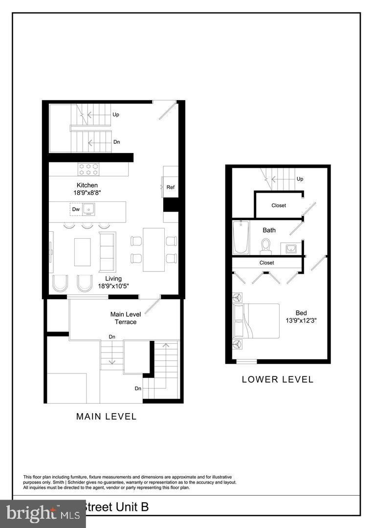 442.5 R Street Northwest, Unit B Washington, DC 20001 - Photo 25 of 25 Main Level & Lower Level Floor Plan