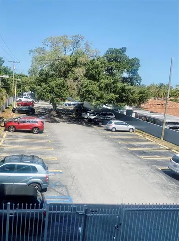 a view of street from a balcony