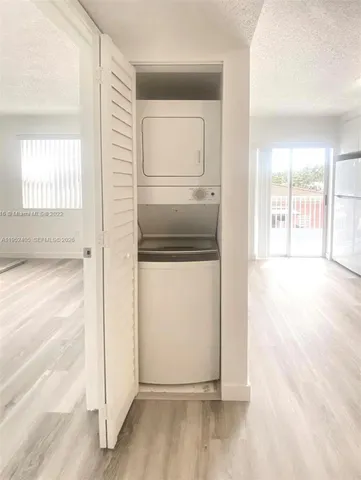 a view of a hardwood floor in a room