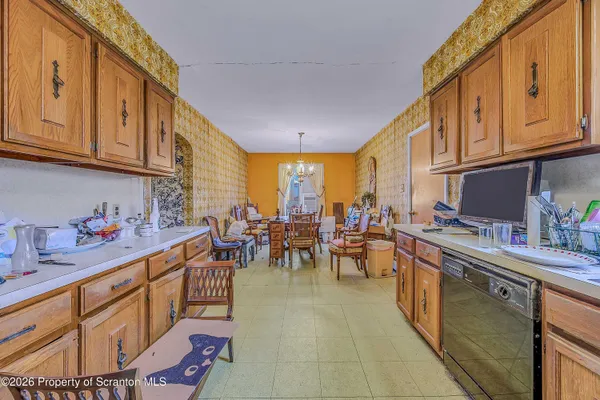 a kitchen with lots of counter top space