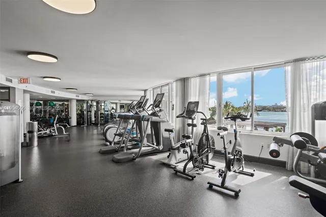 a view of a room with gym equipment