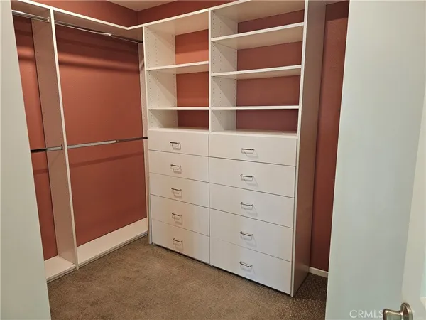 a view of an empty walk in closet