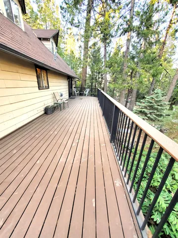 a view of wooden deck