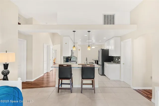 a view of a lake with houses