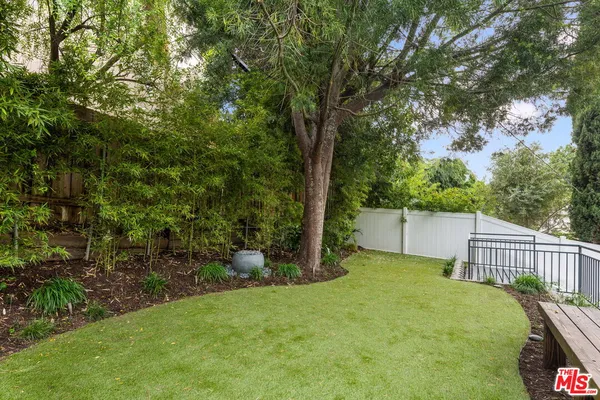 a view of a backyard with a tree