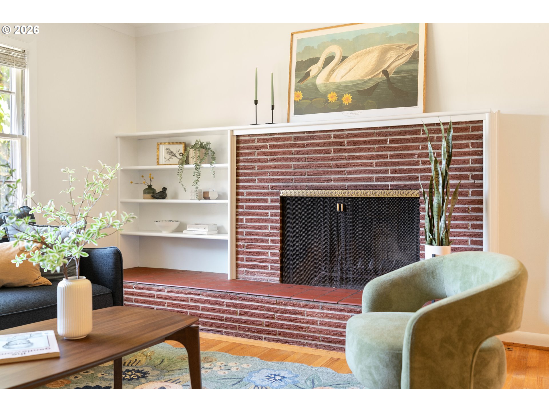 7541 Northeast Alameda Street Portland, OR 97213 - Photo 5 of 35 a living room with furniture and a fireplace