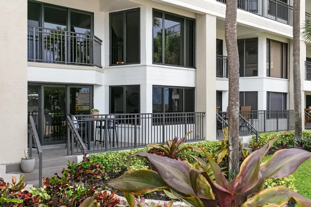 a view of balcony with furniture