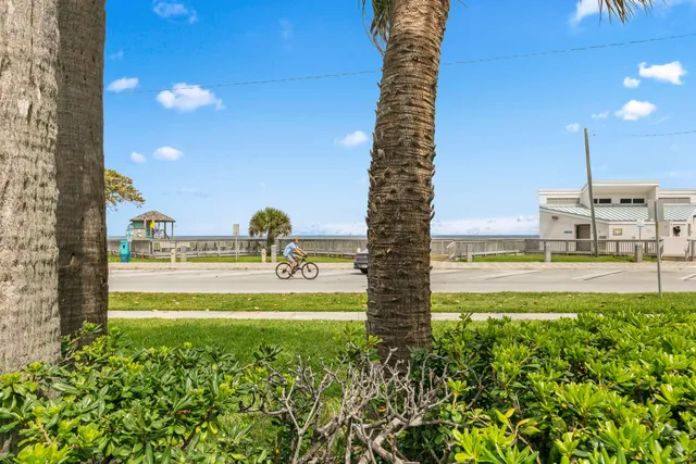 a view of a lake with a big yard