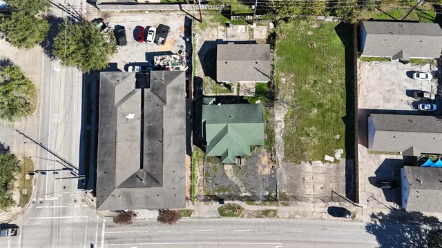 an aerial view of waterside residential houses