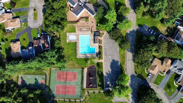 an aerial view of houses and roads