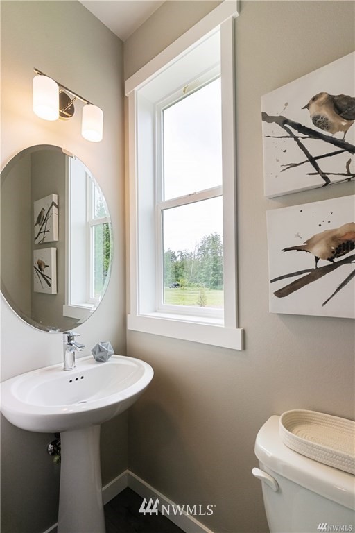 6934 Red Ridge Drive, Unit B Lynden, WA 98264 - Photo 6 of 34 a bathroom with a toilet a sink and mirror