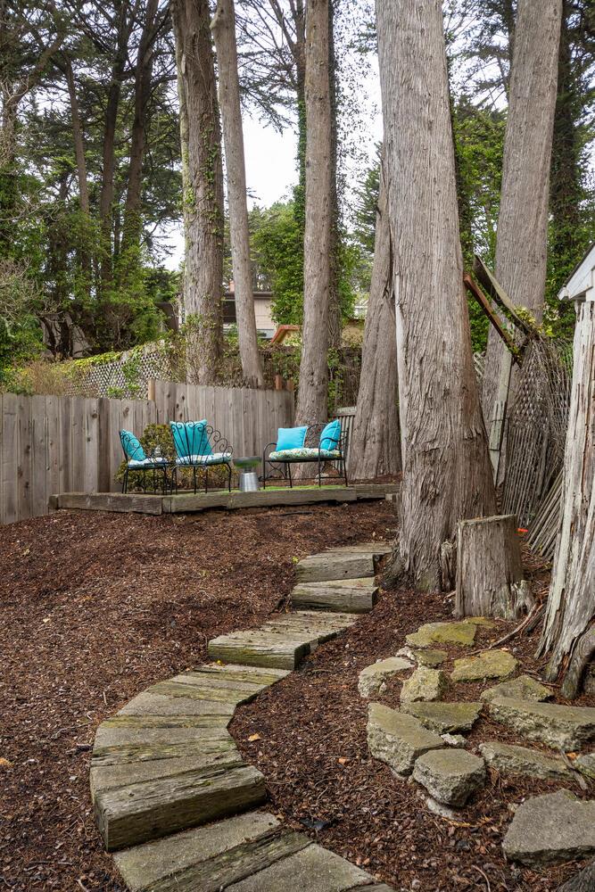 301 Channing Way Pacifica, CA 94044 - Photo 23 of 35 a view of a backyard with trees
