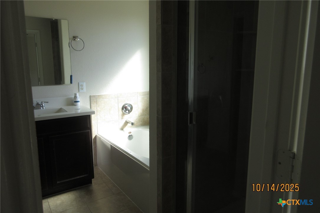 117 Open Sky Way, Unit 4D Jarrell, TX 76537 - Photo 23 of 36 a bathroom with a sink and a mirror