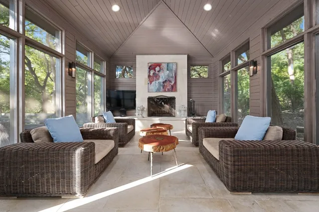 a living room with furniture