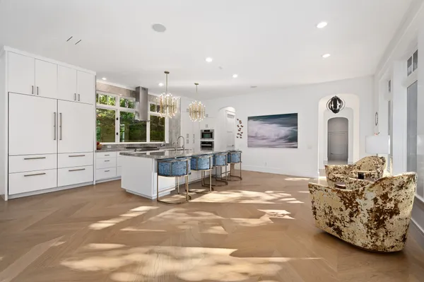 a living room with furniture and view of living room