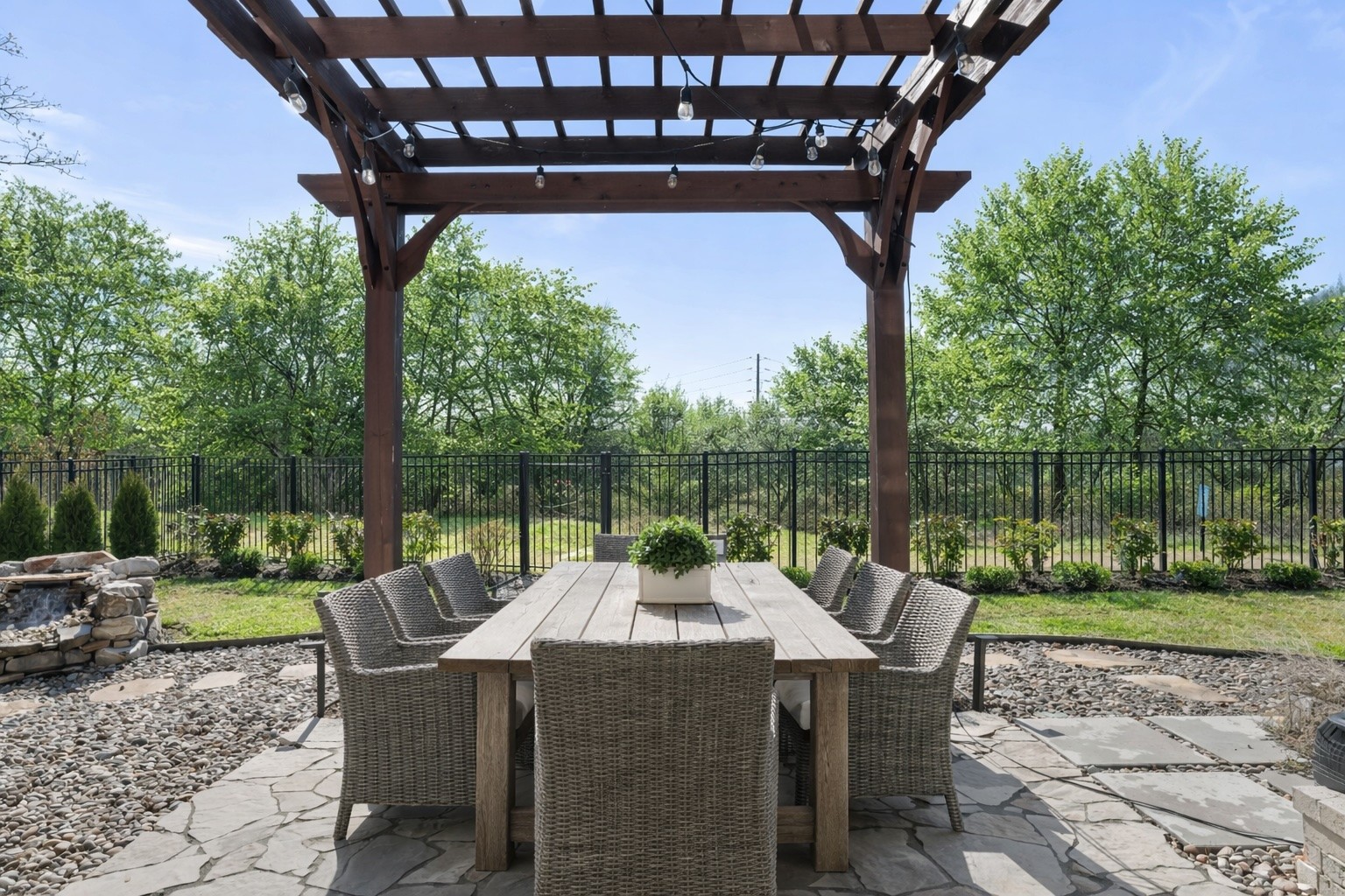 143 Splendor Ridge Drive Franklin, TN 37064 - Photo 72 of 75 a view of a patio with a table chairs and a backyard