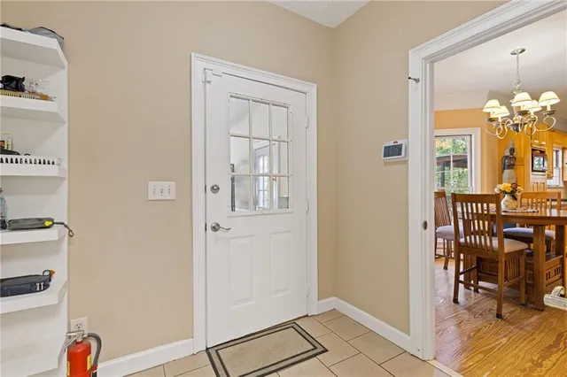 a view of water from a yard