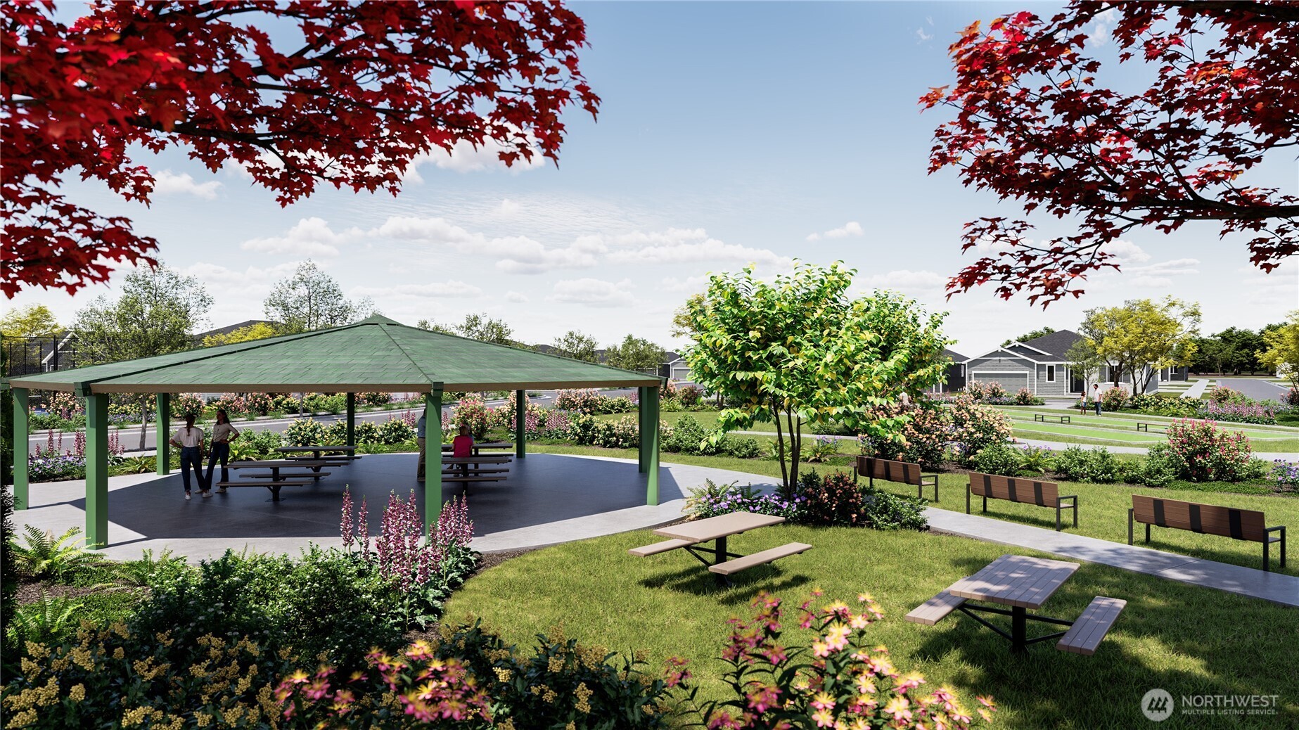 629 Gooseberry Place Sequim, WA 98382 - Photo 24 of 31 a view of a patio with table and chairs under an umbrella