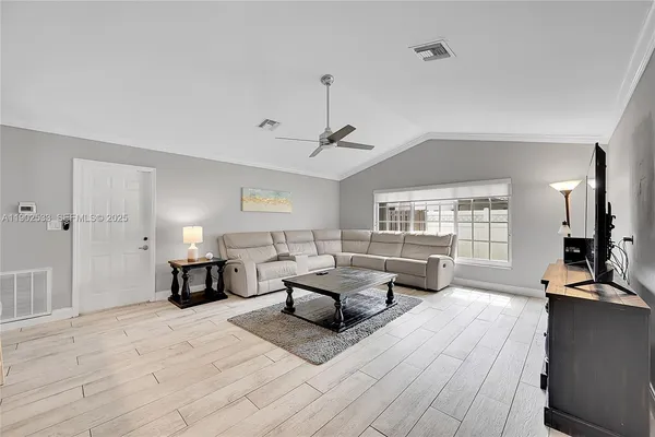 a living room with furniture