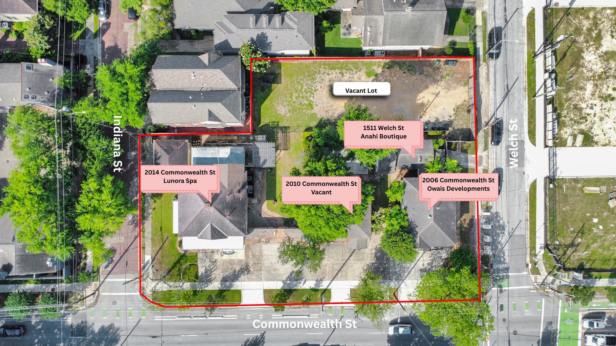 2014 Commonwealth Street Houston, TX 77006 - Photo 1 of 49 an aerial view of a parking area