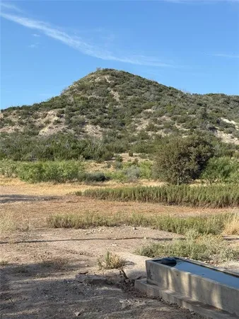 a view of a yard with an ocean view