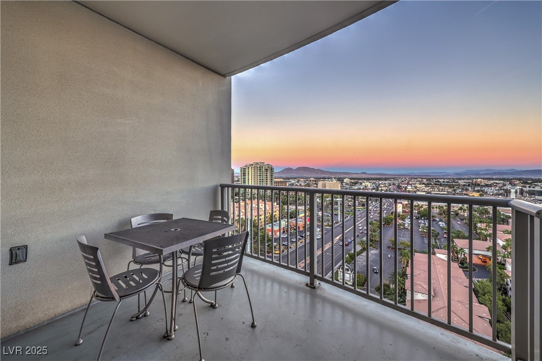 211 East Flamingo Road, Unit 1508 Las Vegas, NV 89169 - Photo 27 of 40 View of balcony at dusk