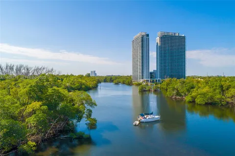 a building view with a lake view