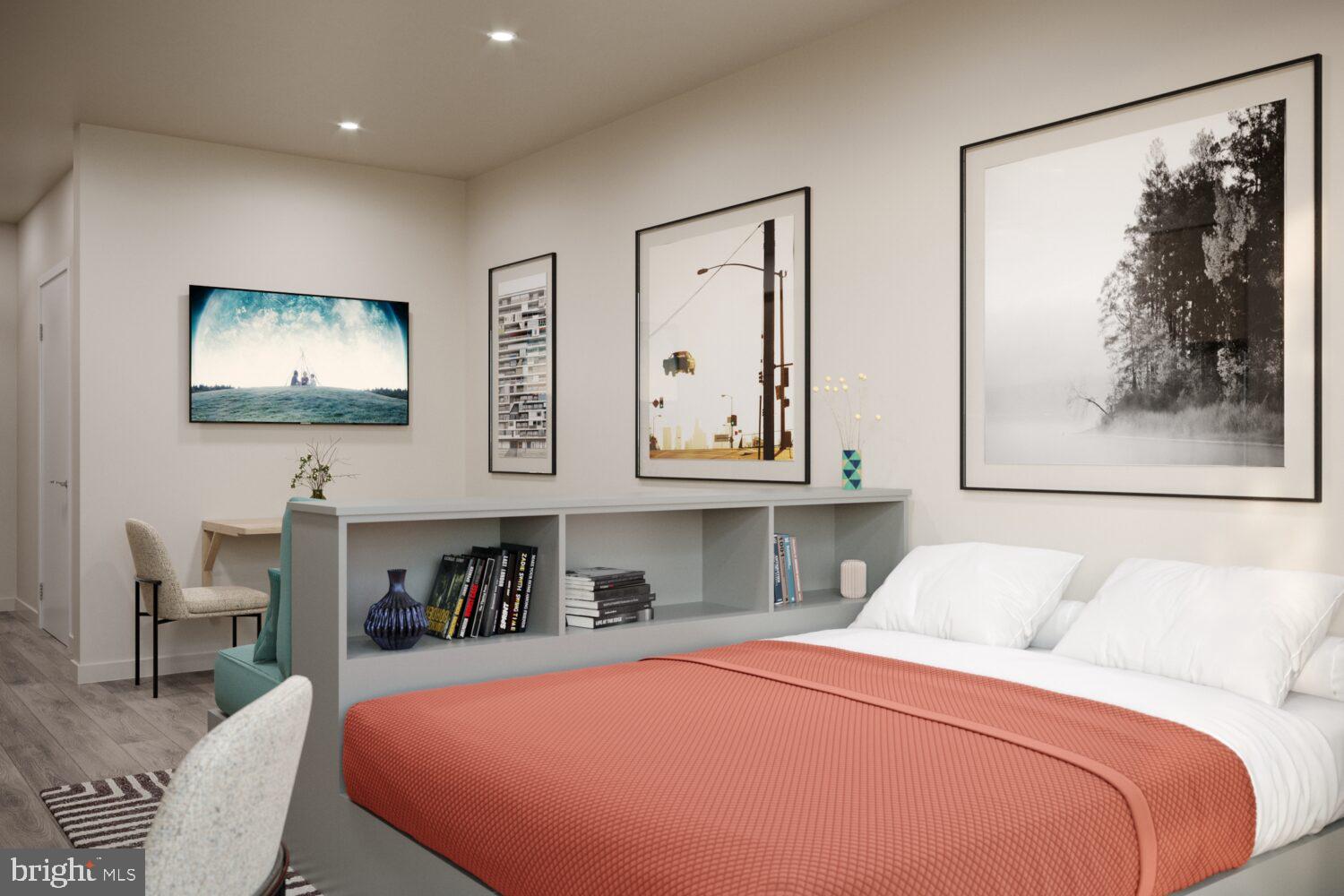 1314 Spring Garden Street, Unit 326 Philadelphia, PA 19123 - Photo 25 of 26 a bed room with a bed window and wall painting